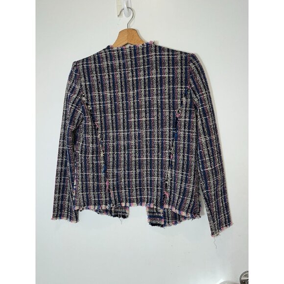 IRO Frannie Blue Tweed Open Front Jacket Size 36 ( Small) S Multicolor - Picture 5 of 9